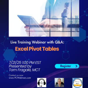 Excel Pivot Tables - 7/21/25