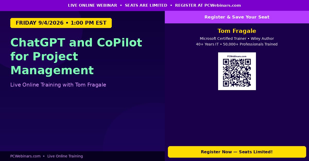 ChatGPT and CoPilot for Project Management - PCWebinars.com